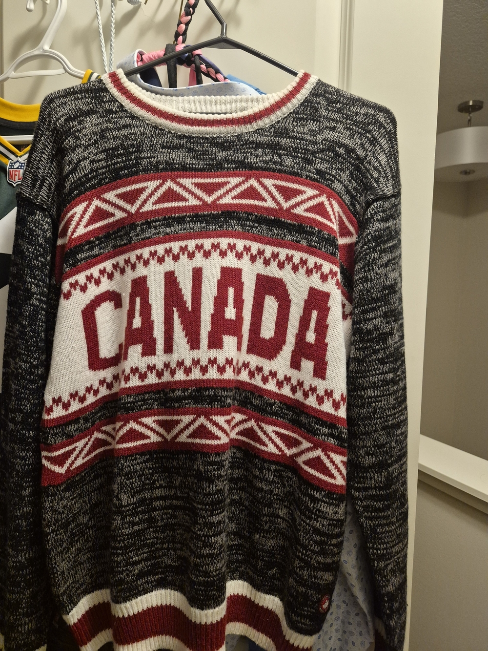 Canada Knit Crewneck Sweater in Black, White & Red